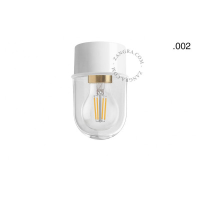 Ceiling, wall lamp 131.w with transparent glass shade 002 white Zangra