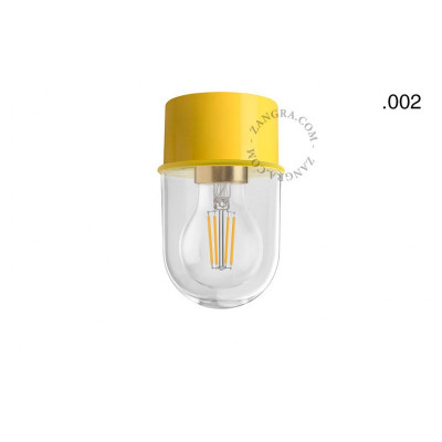 Ceiling, wall lamp 131.y with transparent glass shade 002 yellow Zangra