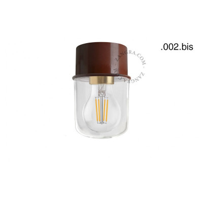 Ceiling, wall lamp 131.br with transparent glass shade 002.bis brown Zangra