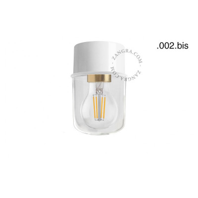 Ceiling, wall lamp 131.w with transparent glass shade 002.bis white Zangra
