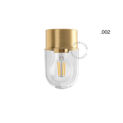 Ceiling, wall lamp 131.go with transparent glass shade 002 gold Zangra