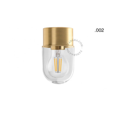 Flush-mounted ceiling, wall lamp 131.go with transparent glass shade 002 gold Zangra