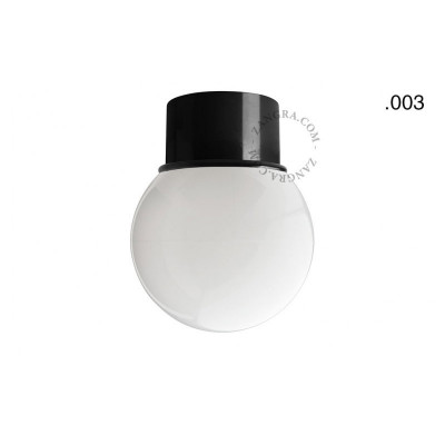 Flush-mounted ceiling, wall lamp 131.b with opal glass shade in ball shape 003 black Zangra
