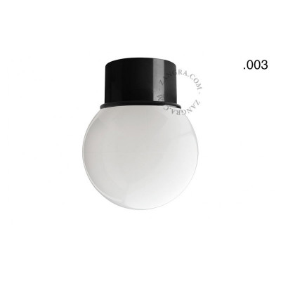 Lampa sufitowa, ścienna 131.b z mlecznym szklanym kloszem w kształcie kuli 003 czarna Zangra