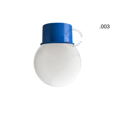Lampa sufitowa, ścienna 131.bl z mlecznym szklanym kloszem w kształcie kuli 003 niebieska Zangra