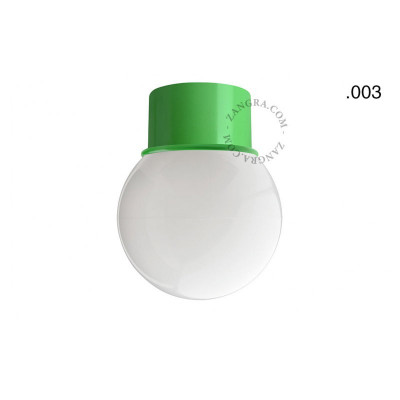Flush-mounted ceiling, wall lamp 131.gr with opal glass shade in ball shape 003 green Zangra