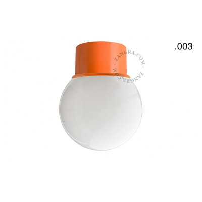 Lampa sufitowa, ścienna 131.o z mlecznym szklanym kloszem w kształcie kuli 003 pomarańczowa Zangra