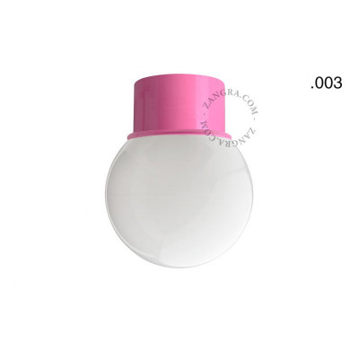 Lampa sufitowa, ścienna 131.p z mlecznym szklanym kloszem w kształcie kuli 003 różowa Zangra