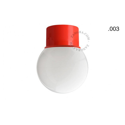 Ceiling, wall lamp 131.r with opal glass shade in ball shape 003 red Zangra