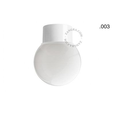 Lampa sufitowa, ścienna 131.w z mlecznym szklanym kloszem w kształcie kuli 003 biała Zangra