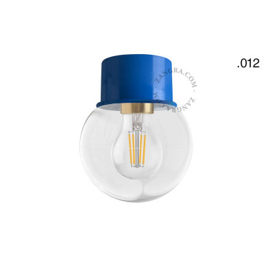 Ceiling, wall lamp 131.bl with transparent glass shade in ball shape 012 blue Zangra