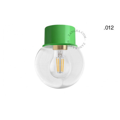 Ceiling, wall lamp 131.br with transparent glass shade in ball shape 012 green Zangra