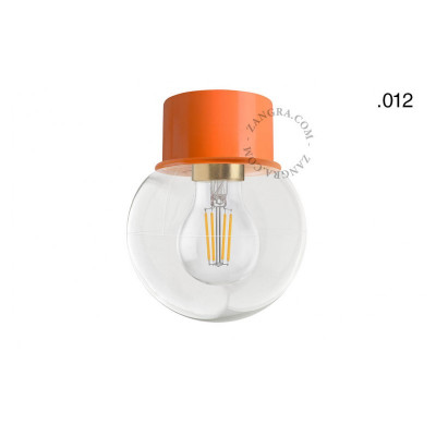 Ceiling, wall lamp 131.o with transparent glass shade in ball shape 012 orange Zangra