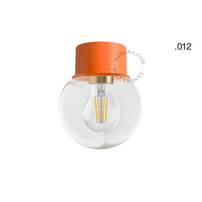 Flush-mounted ceiling, wall lamp 131.o with transparent glass shade in ball shape 012 orange Zangra
