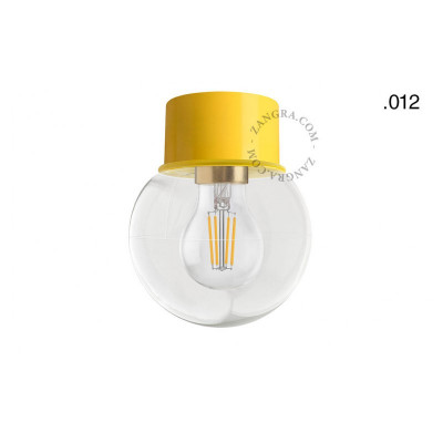 Ceiling, wall lamp 131.y with transparent glass shade in ball shape 012 yellow Zangra