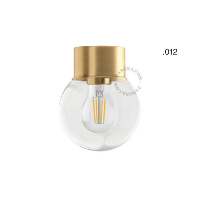 Ceiling, wall lamp 131.go with transparent glass shade in ball shape 012 gold Zangra