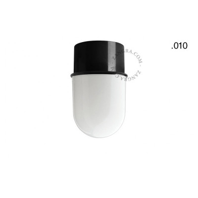 Flush-mounted ceiling, wall lamp 131.b with glass opal shade 010 black Zangra