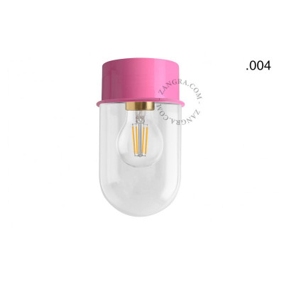 Ceiling, wall lamp 167.p with glass transparent shade 004 pink Zangra