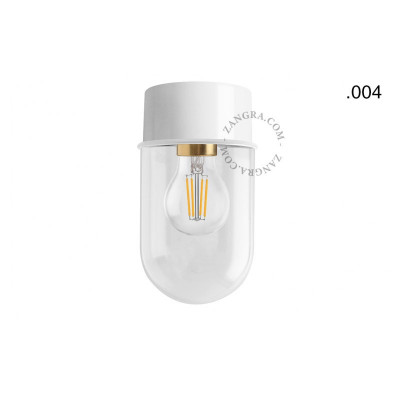 Ceiling, wall lamp 167.w with glass transparent shade 004 white Zangra