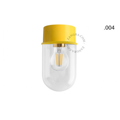 Ceiling, wall lamp 167.y with glass transparent shade 004 yellow Zangra