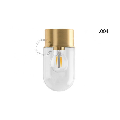 Ceiling, wall lamp 167.go with glass transparent shade 004 gold Zangra