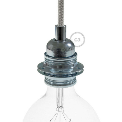Silver lamp holder E27 with double ring for lampshade Creative-Cables