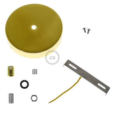 Gold metal ceiling cup with a decorative cable lock - brass Creative-Cables