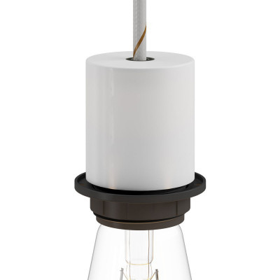 Matt white lampholder E27 with ring and concealed cable lock Creative-Cables