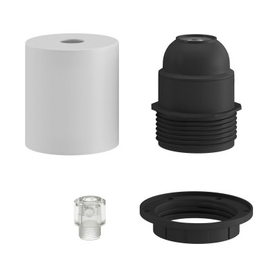 Matt white lampholder E27 with ring and concealed cable lock Creative-Cables