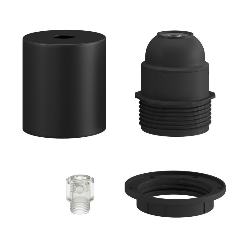 Black lampholder E27 with ring and concealed cable lock Creative-Cables