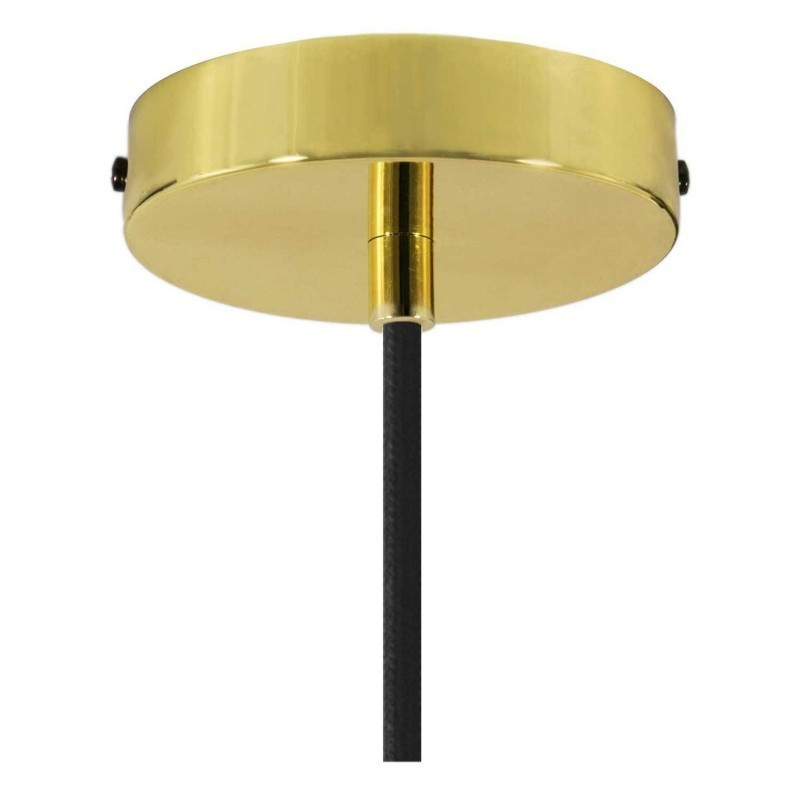Black pendant lamp Swing with a brass lampholder and a round lampshade Creative-Cables