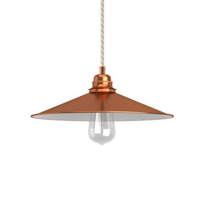 Copper pendant lamp Swing on a white and copper cable with a round lampshade Creative-Cables