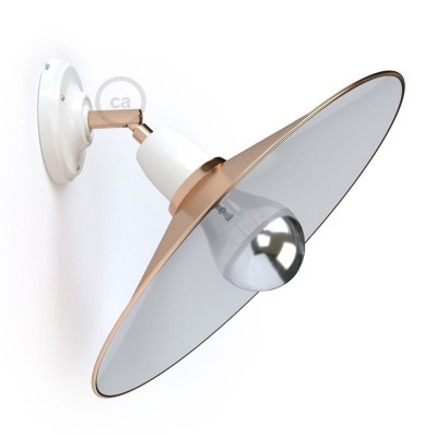 White and copper adjustable wall lamp Swing with a round  lampshade Creative-Cables