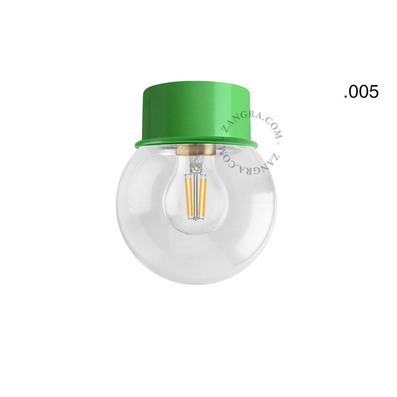 Lampa sufitowa, ścienna 167.gr z przezroczystym kloszem w kształcie kuli 005 zielona Zangra