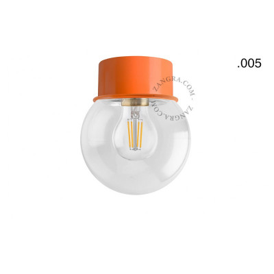 Ceiling, wall lamp 167.o with a transparent lampshade in the shape of a ball 005 orange Zangra