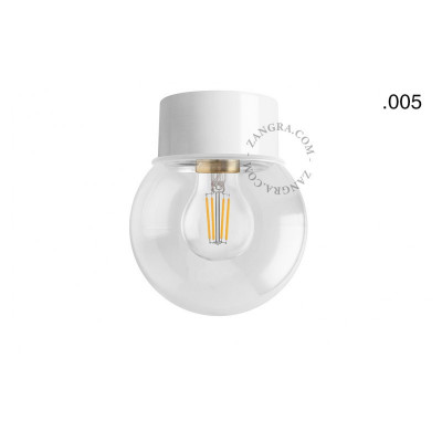 Lampa sufitowa, ścienna 167.w z przezroczystym kloszem w kształcie kuli 005 biała Zangra
