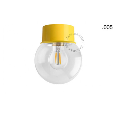 Ceiling, wall lamp 167.y with a transparent lampshade in the shape of a ball 005 yellow Zangra