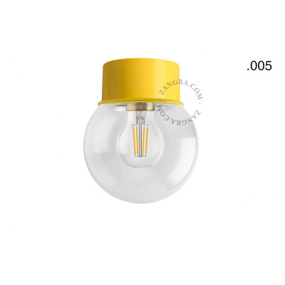 Flush-mounted ceiling, wall lamp 167.y with a transparent lampshade in the shape of a ball 005 yellow Zangra