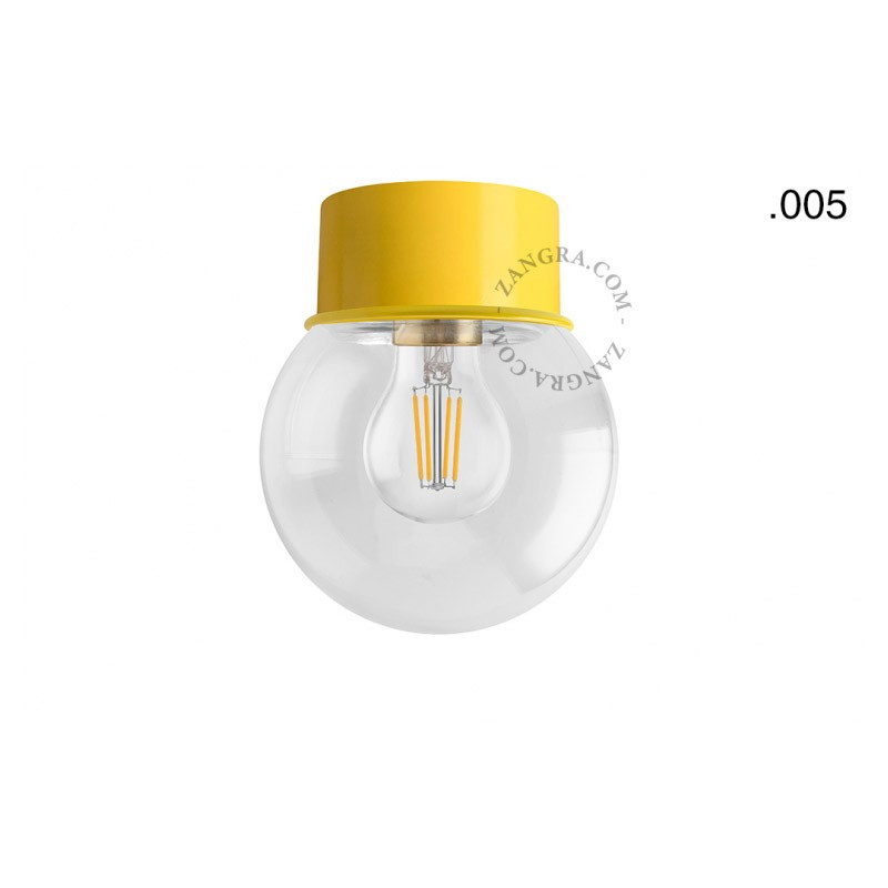 Ceiling, wall lamp 167.y with a transparent lampshade in the shape of a ball 005 yellow Zangra