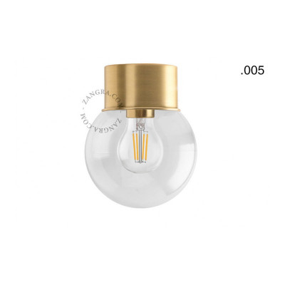 Ceiling, wall lamp 167.go with a transparent lampshade in the shape of a ball 005 złota Zangra