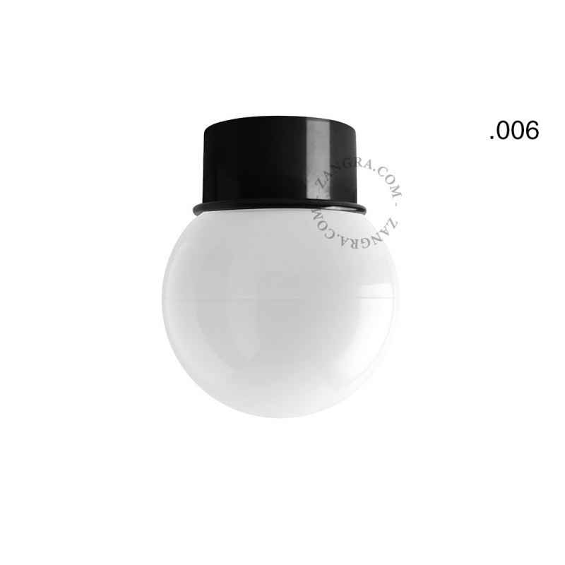 Ceiling, wall lamp 167.b with a opal lampshade in the shape of a ball 006 black Zangra