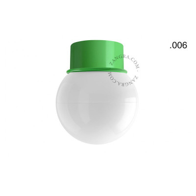 Ceiling, wall lamp 167.gr with a opal lampshade in the shape of a ball 006 green Zangra