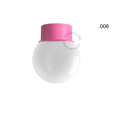 Lampa sufitowa, ścienna 167.p z mlecznym szklanym kloszem w kształcie kuli 006 różowa Zangra