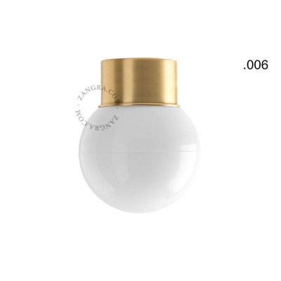 Ceiling, wall lamp 167.go with a opal lampshade in the shape of a ball 006 gold Zangra