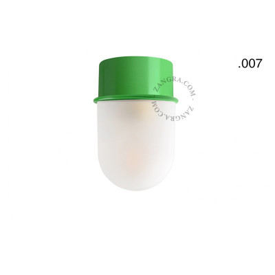Ceiling, wall lamp 167.gr with glass opal matt shade 007 green Zangra