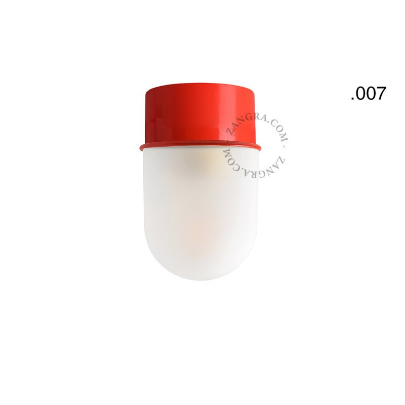 Lampa sufitowa, ścienna 167.r z mlecznym matowym kloszem 007 czerwona Zangra