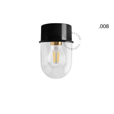 Ceiling, wall lamp 167.b with glass transparent shade 008 black Zangra