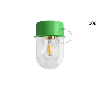 Ceiling, wall lamp 167.gr with glass transparent shade 008 green Zangra