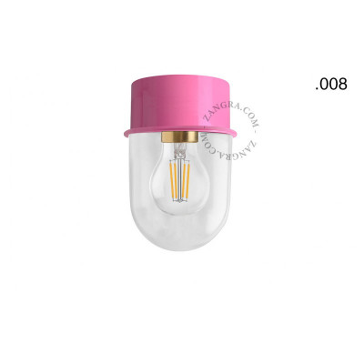 Ceiling, wall lamp 167.p with glass transparent shade 008 pink Zangra