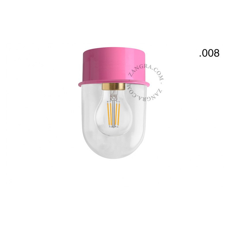 Lampa sufitowa, ścienna 167.p z przezroczystym szklanym kloszem 008 różowa Zangra